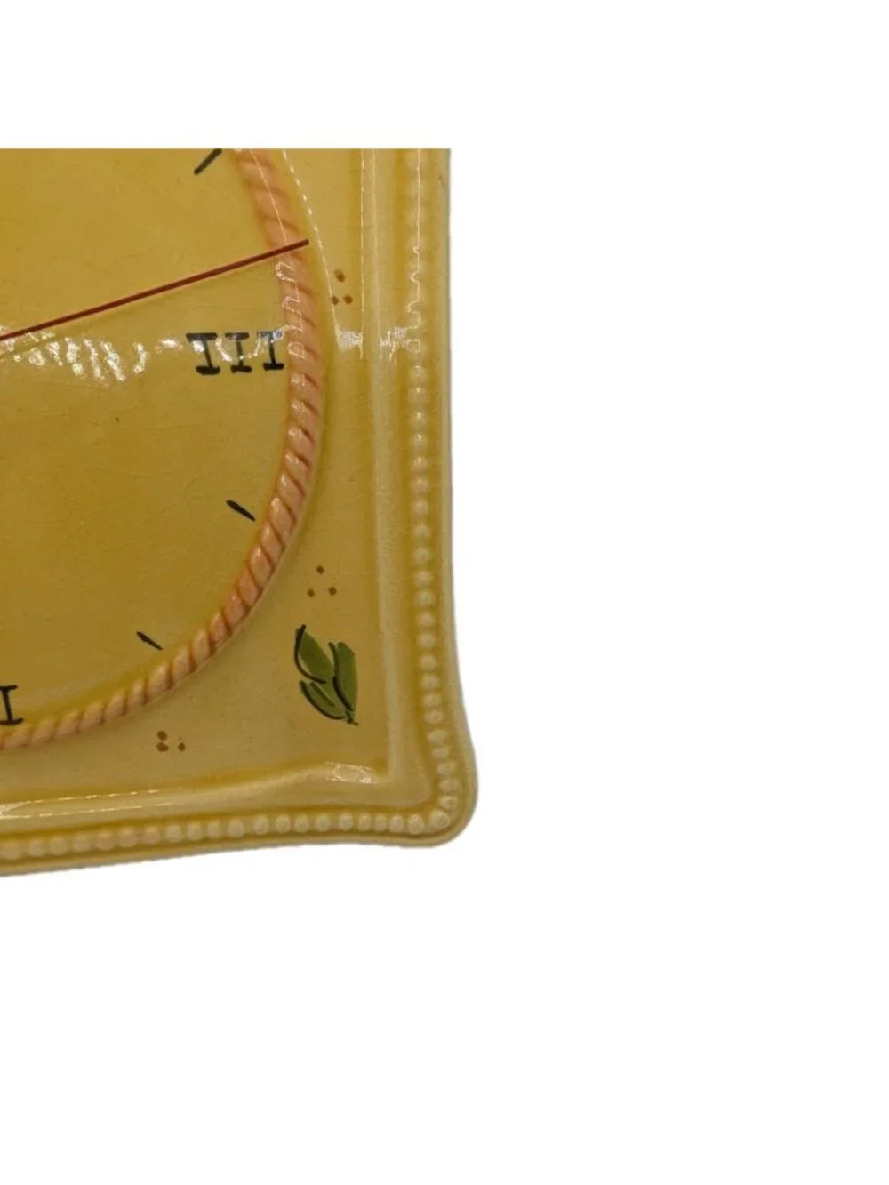 Vintage Ceramic Wall Clock Italy yellow tone Floral Country cottage core works